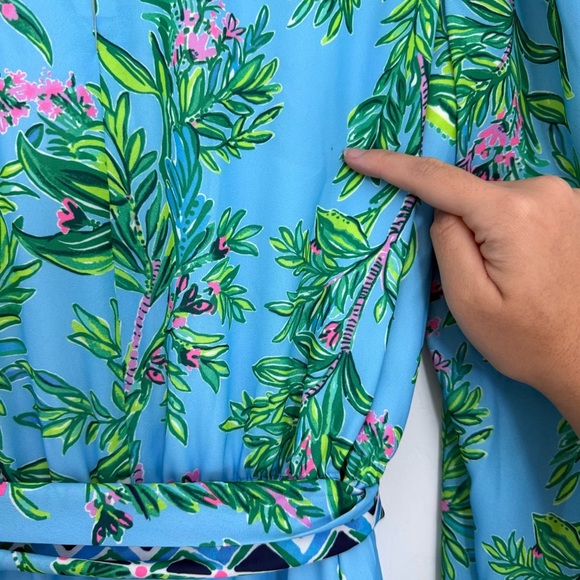 Lilly Pulitzer Chyanna Maxi Dress Women’s 14 Porto Blue Tropical Vacation - Picture 5 of 13